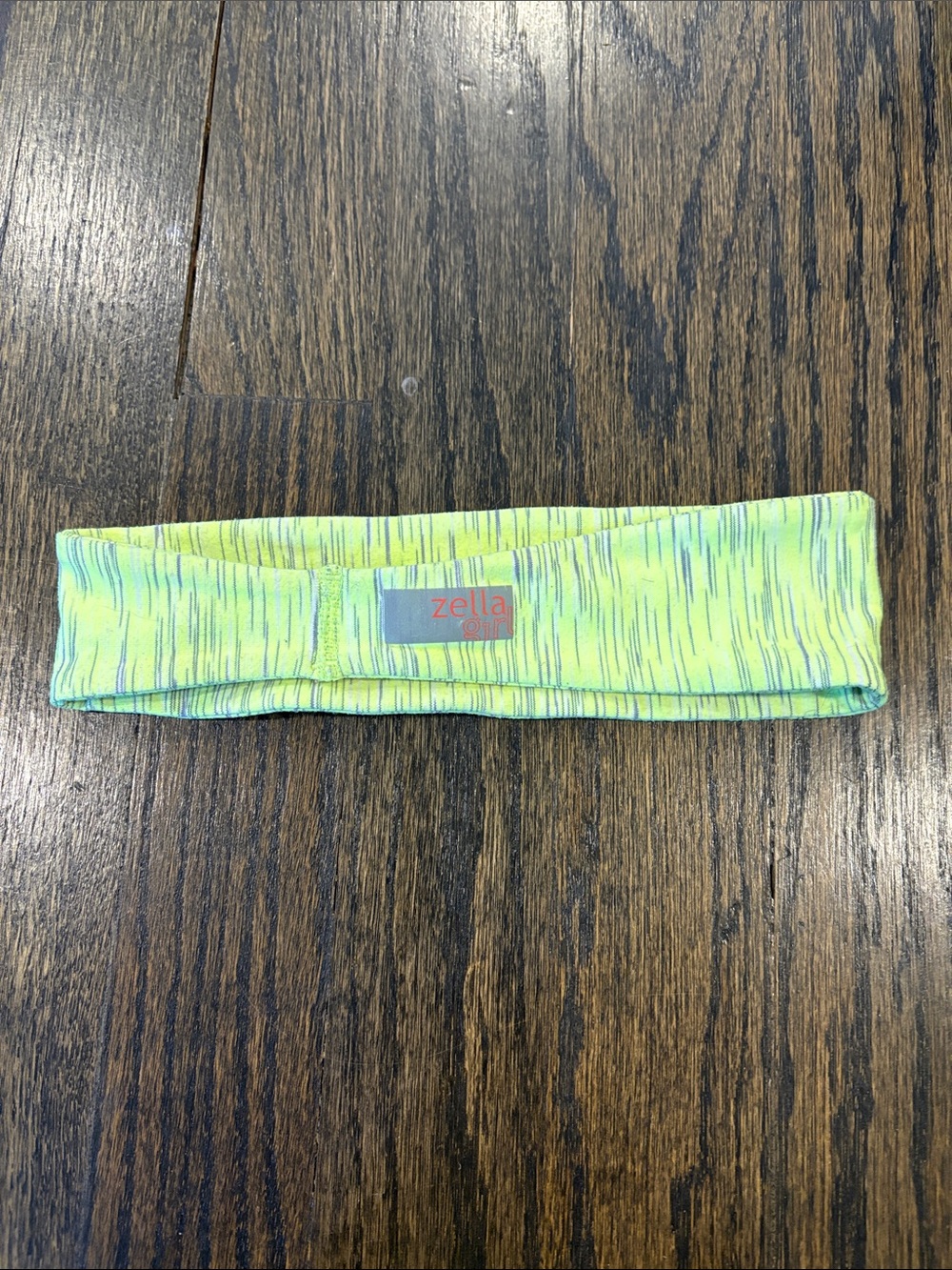 Zella Yellow Neon Stretch Fitness Headband with Silver Striations